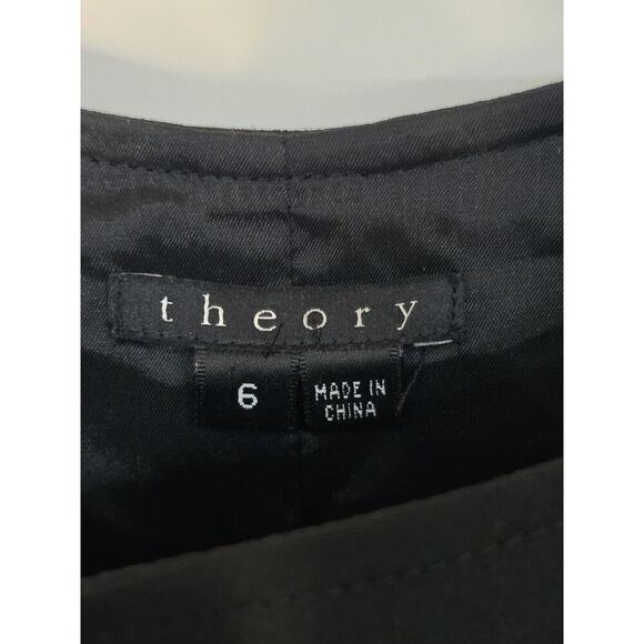 Theory Women's Square-Neck True Black Size 6 Fit N Flare A-Line Dress $355 - Picture 4 of 7